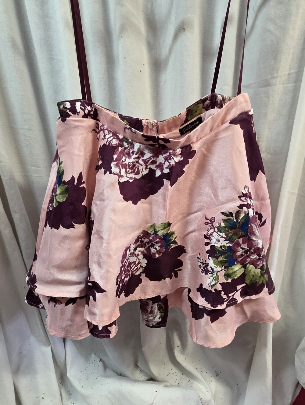 Jodi Kristopher Pink Floral Slip Dress with Purple & Green Accents
